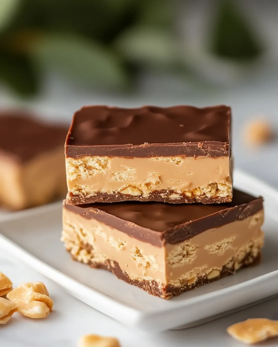 Tasty Homemade Snickers Bars food shot