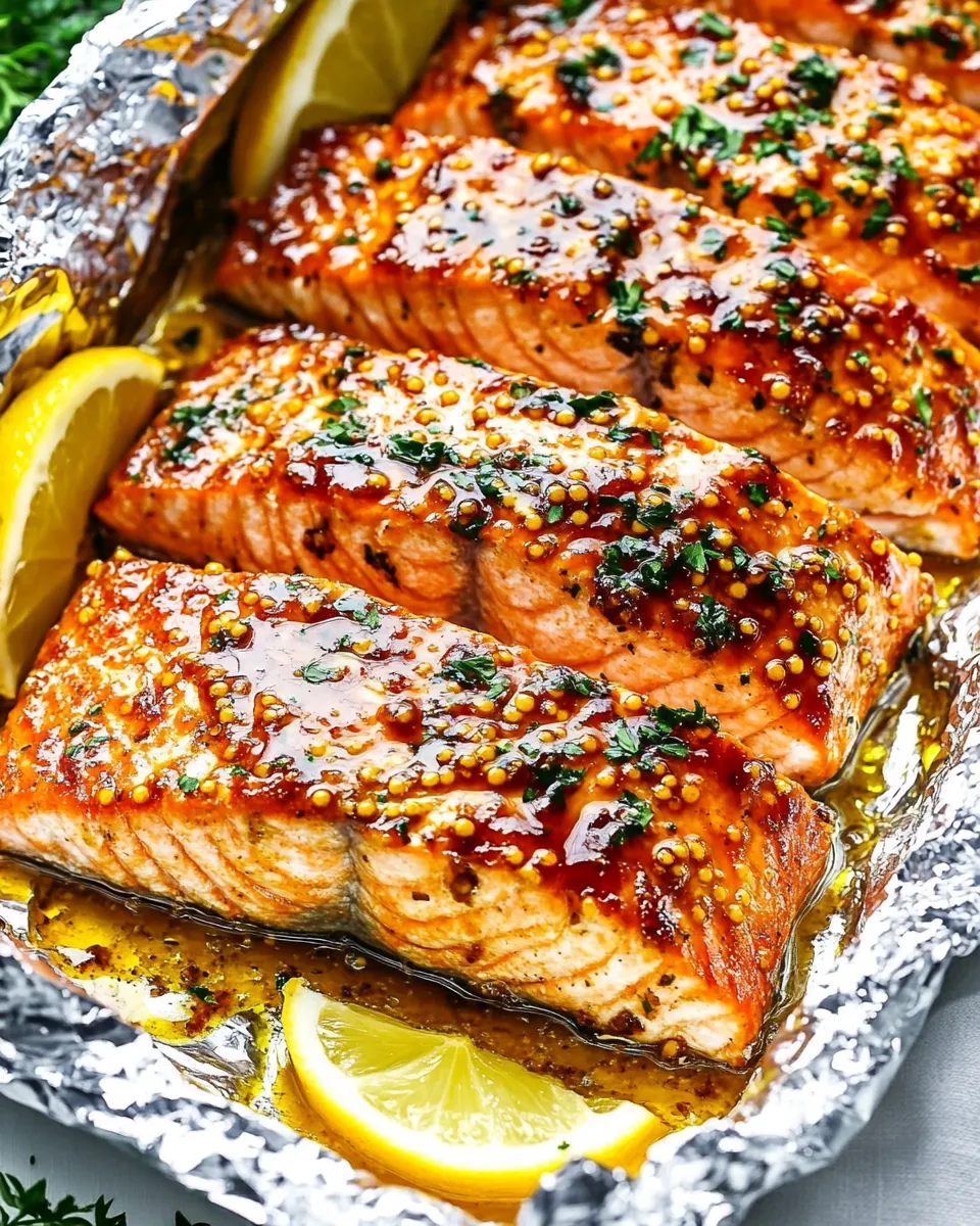 Delicious Honey Mustard Salmon In Foil shot