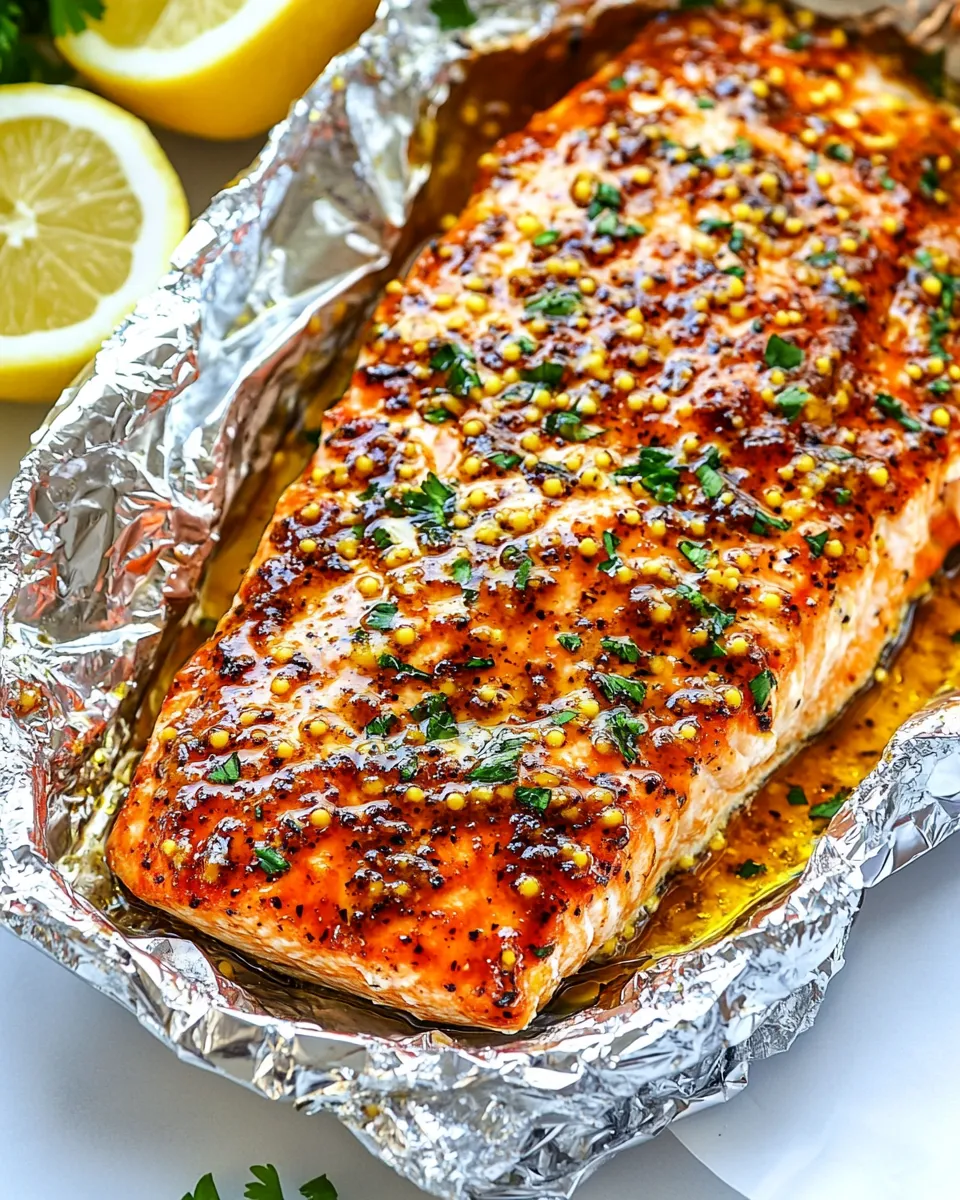 Quick Honey Mustard Salmon In Foil recipe photo