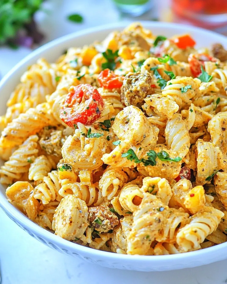 Delicious Indian Curry Pasta Salad Recipe shot