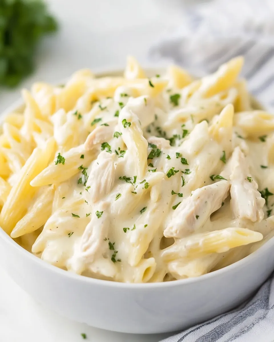 Quick Instant Pot Chicken Alfredo Pasta shot