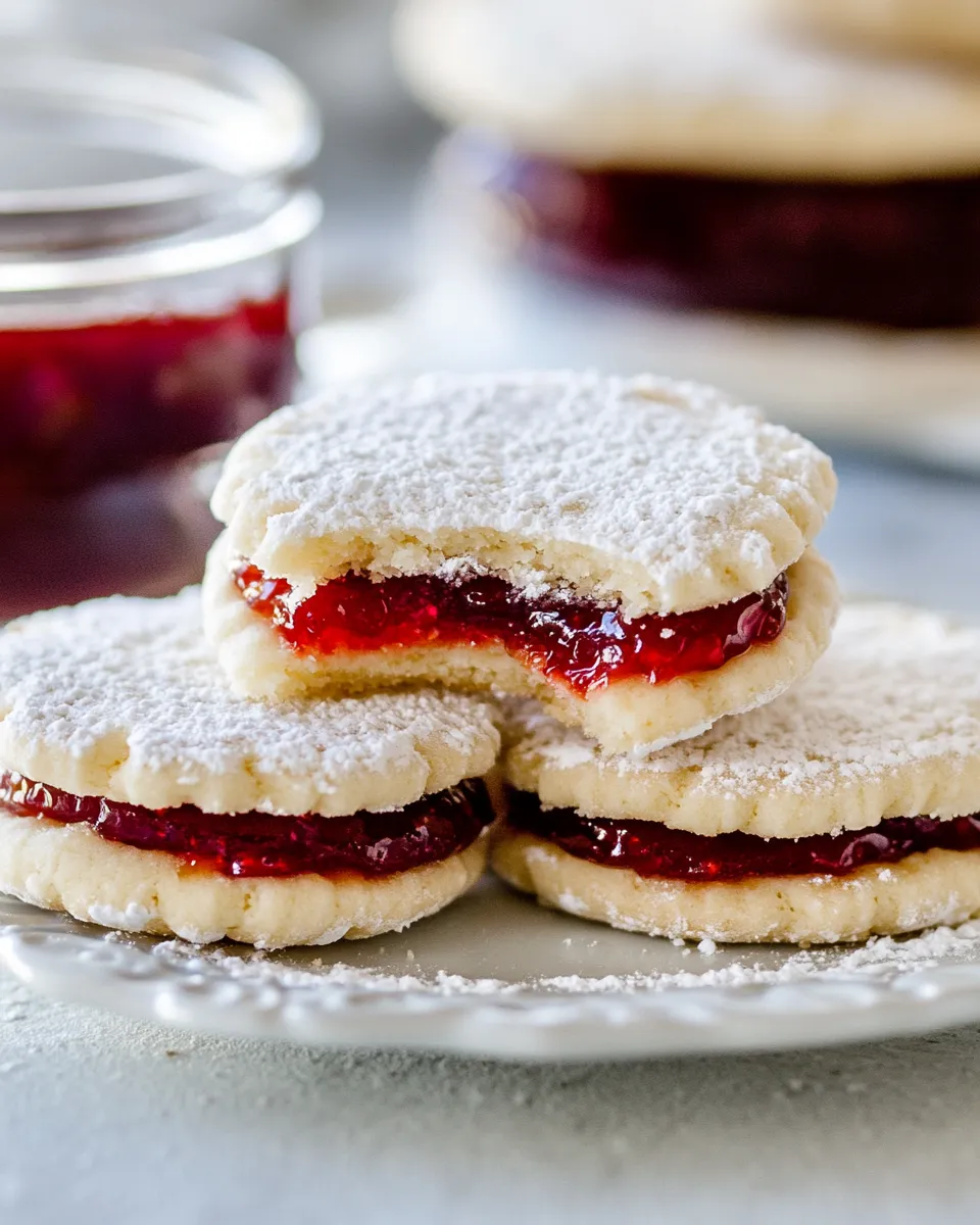 Delicious Jam Filled Sandwich Cookies (Zirochki) shot