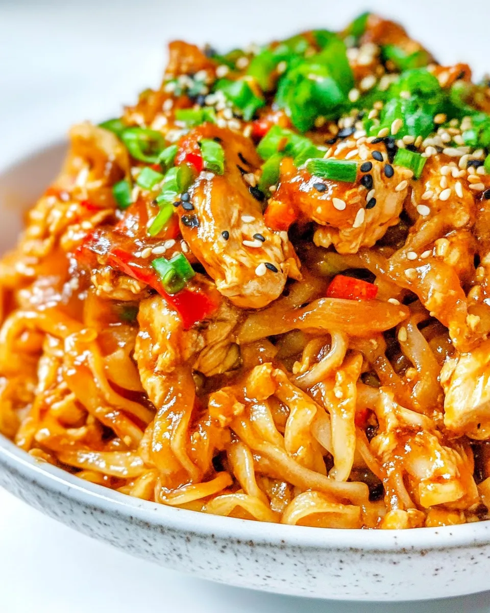 Delicious Kung Pao Chicken Noodles shot