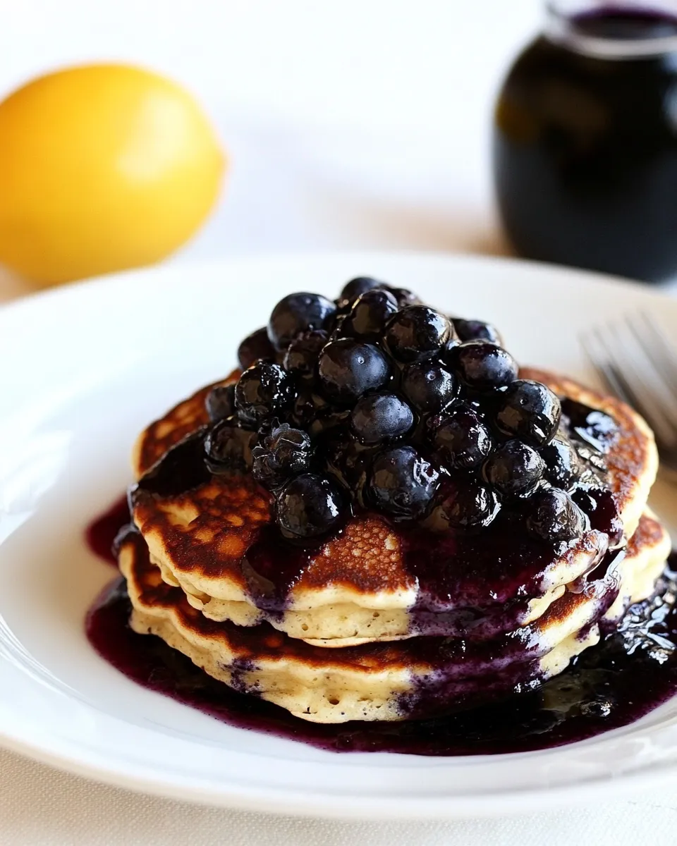 Easy Lemon Ricotta Pancakes with Blueberry Sauce recipe photo