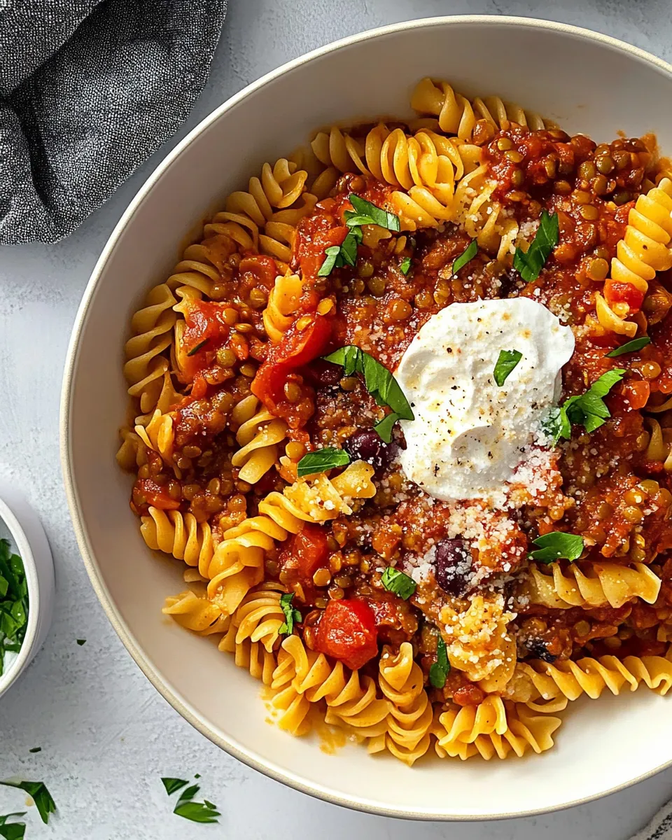 Delicious Lentil Pasta shot