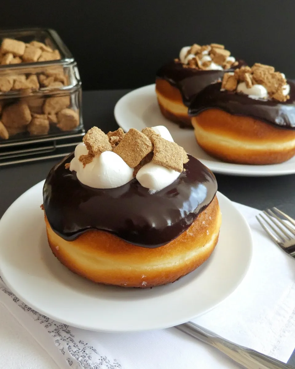 Homemade Marshmallow Cream Filled Smores Doughnuts photo
