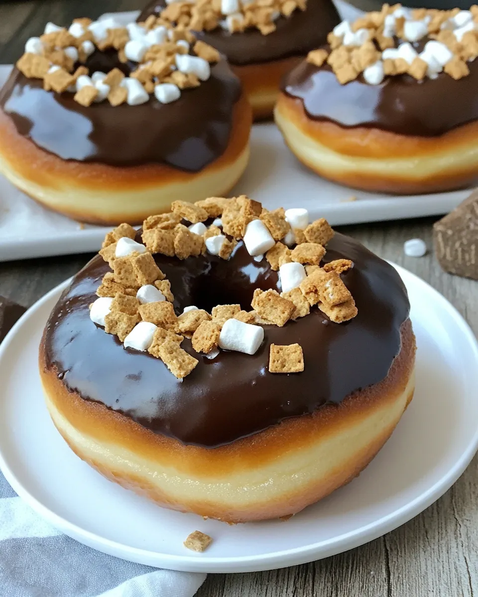 Classic Marshmallow Cream Filled Smores Doughnuts image