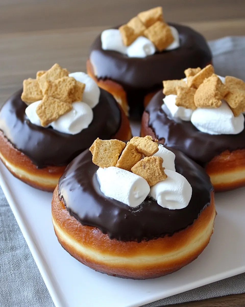 Delicious Marshmallow Cream Filled Smores Doughnuts recipe image