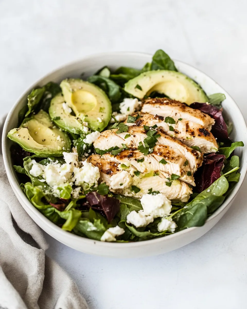 Delicious Mediterranean Avocado Chicken Salad. recipe image