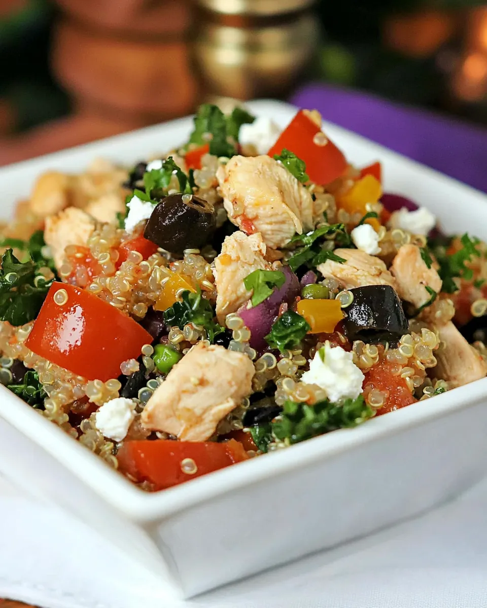 Delicious Mediterranean Chicken Quinoa Salad shot