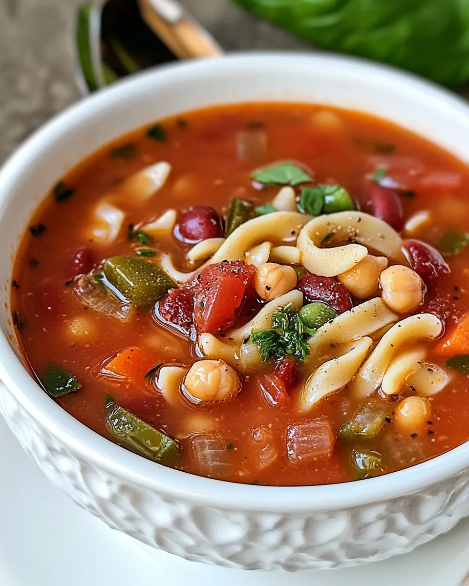 Delicious Minestrone Soup with Chickpea Pasta shot