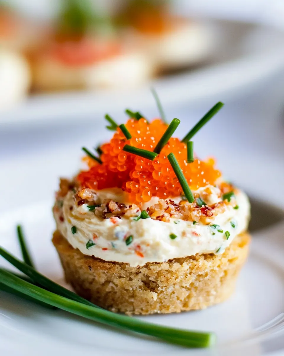 Easy Mini Savory Cheesecake with Caviar and Chives recipe photo