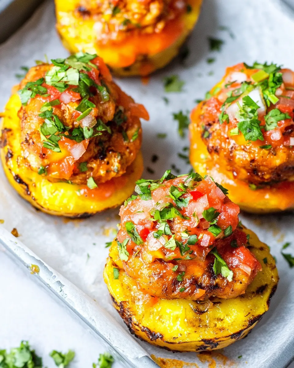 Easy Mofonguitos Maduros (Ripe Plantain Cups w. Spicy Chicken) recipe photo