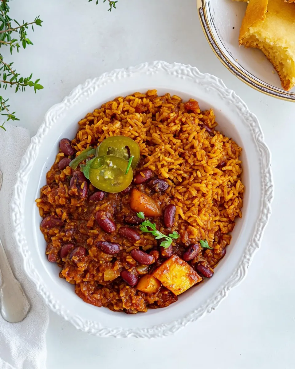 Delicious Moro de Habichuelas (Rice and Beans) shot