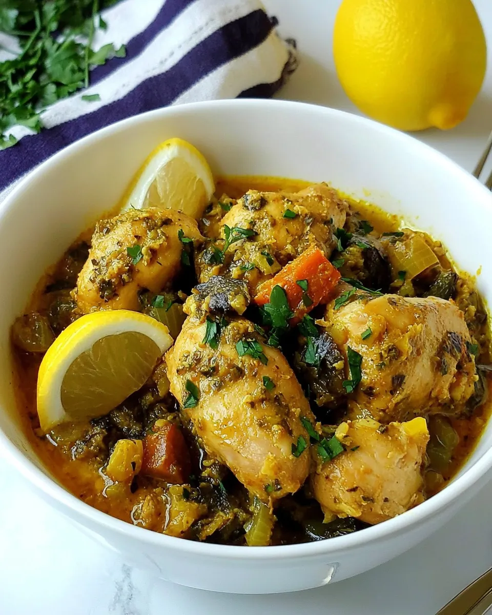 Easy Moroccan Chicken (Djej Makalli) food shot