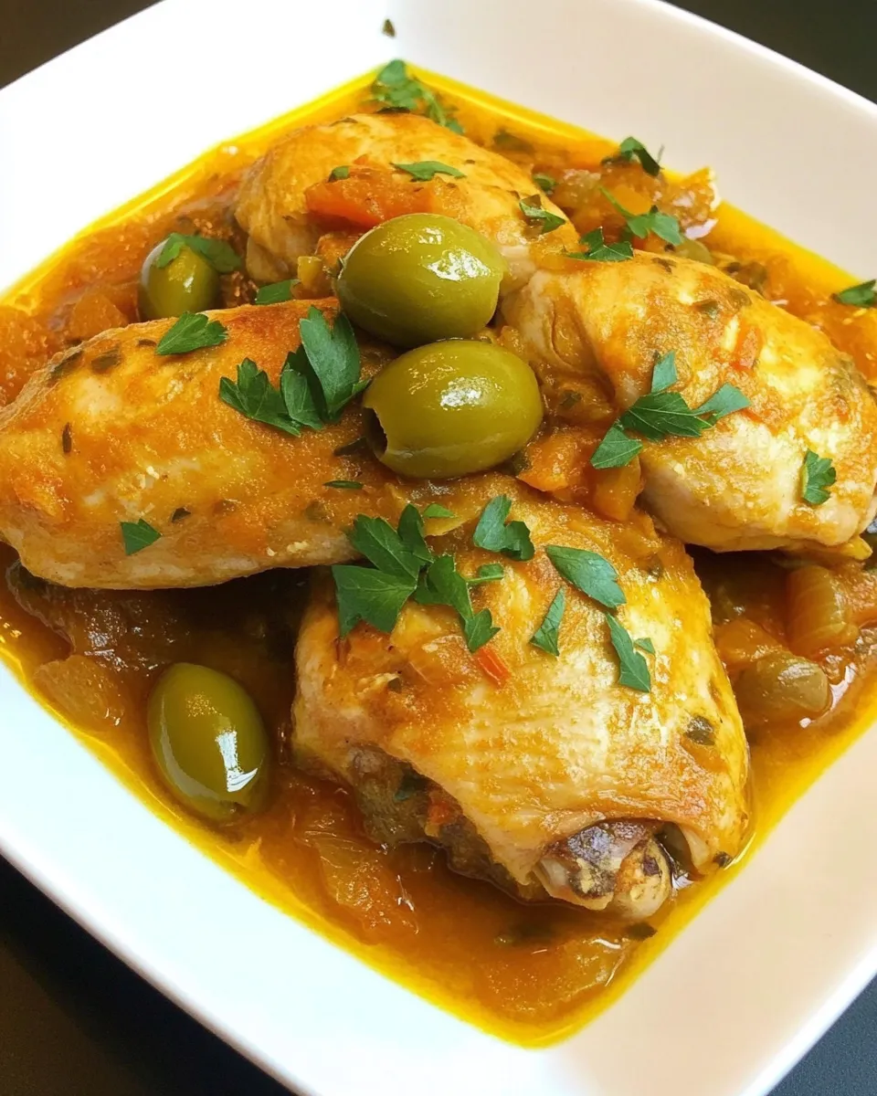 Delicious Moroccan Lemon Chicken with Olives shot