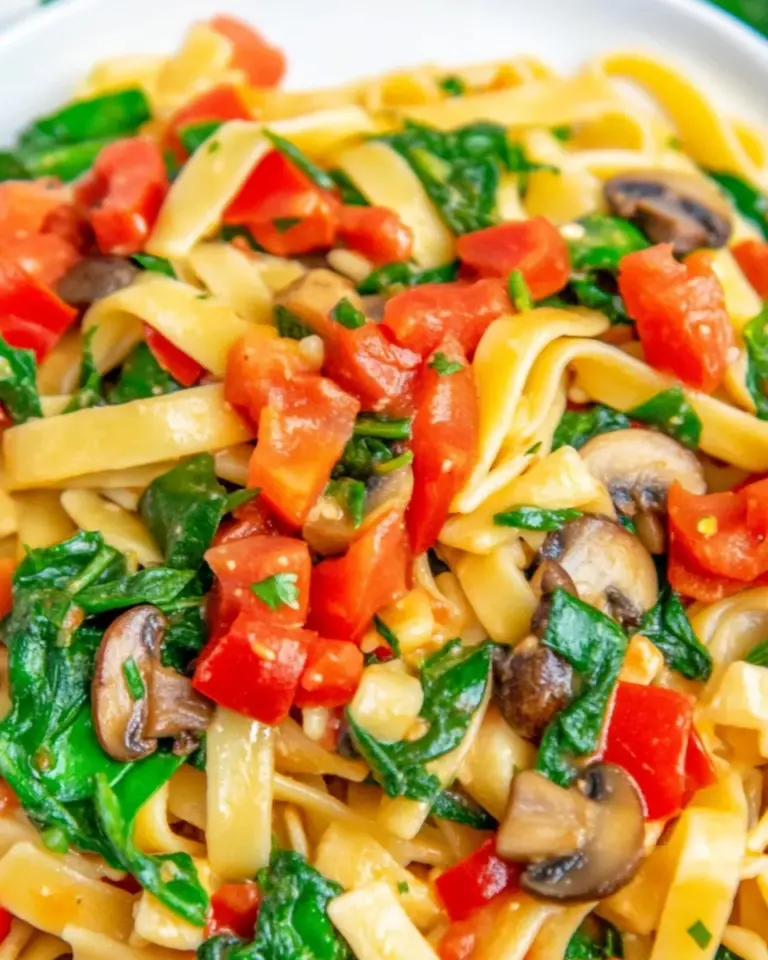 Homemade Mushroom Spinach Pasta photo