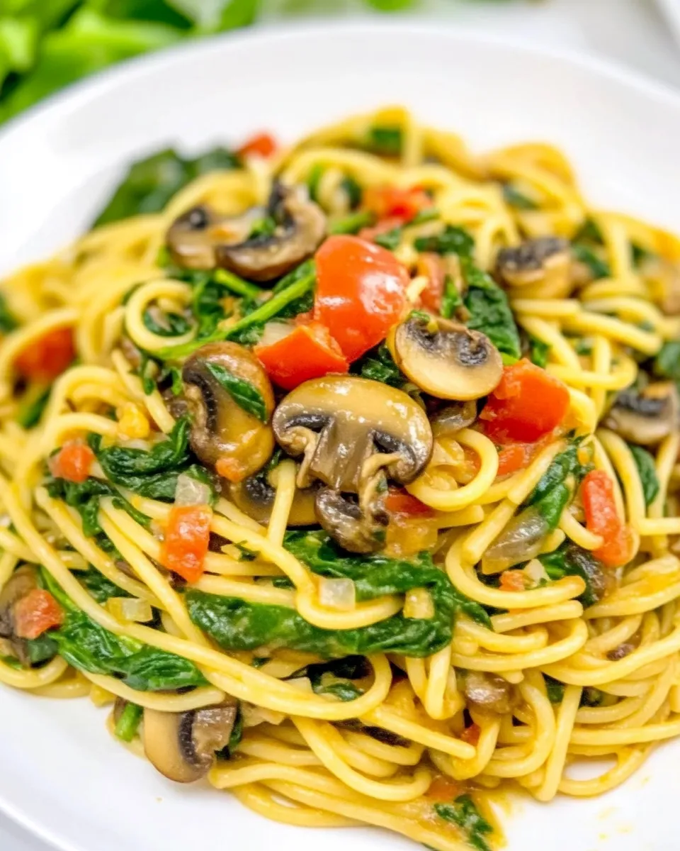 Classic Mushroom Spinach Pasta image