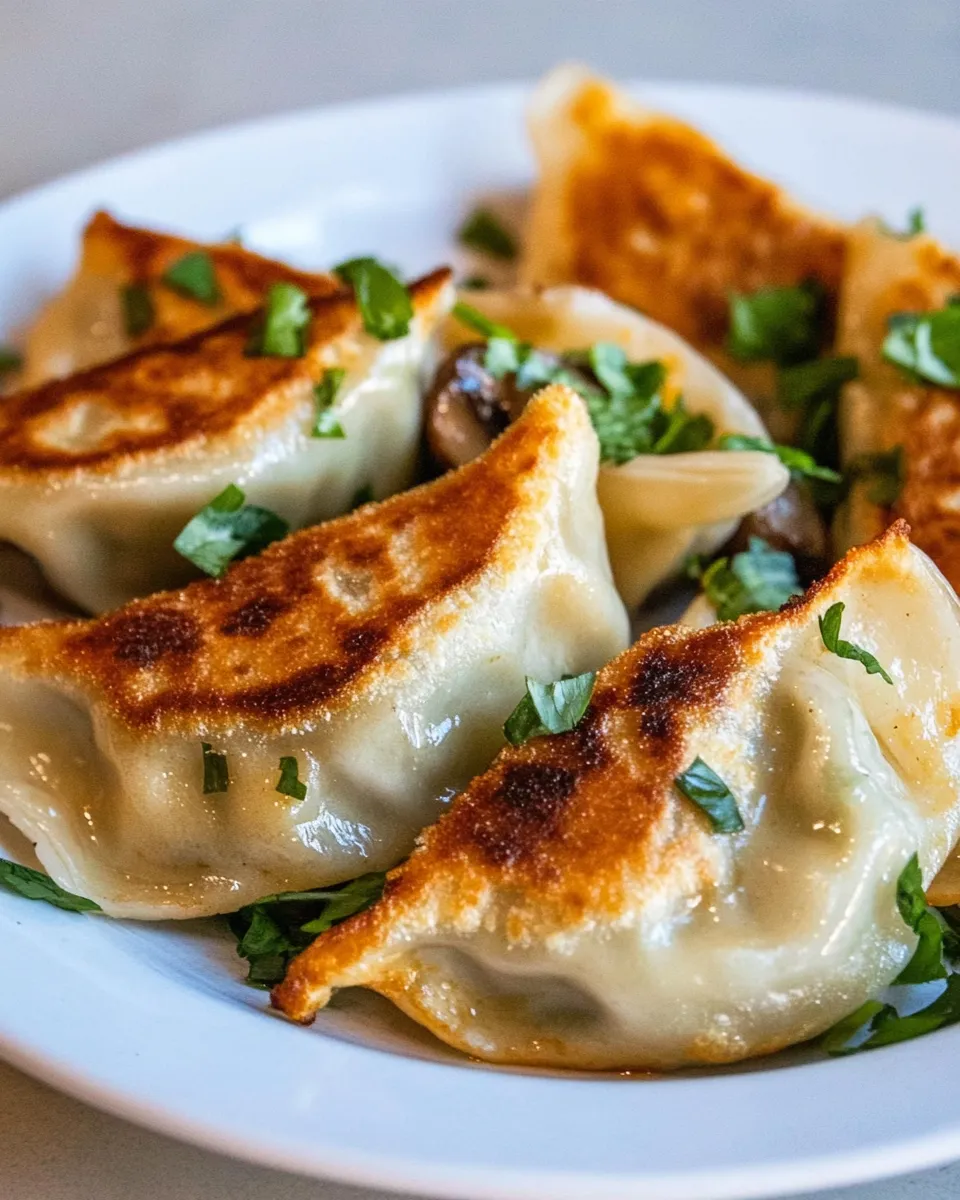 Savory Mushroom Tofu Potstickers food shot