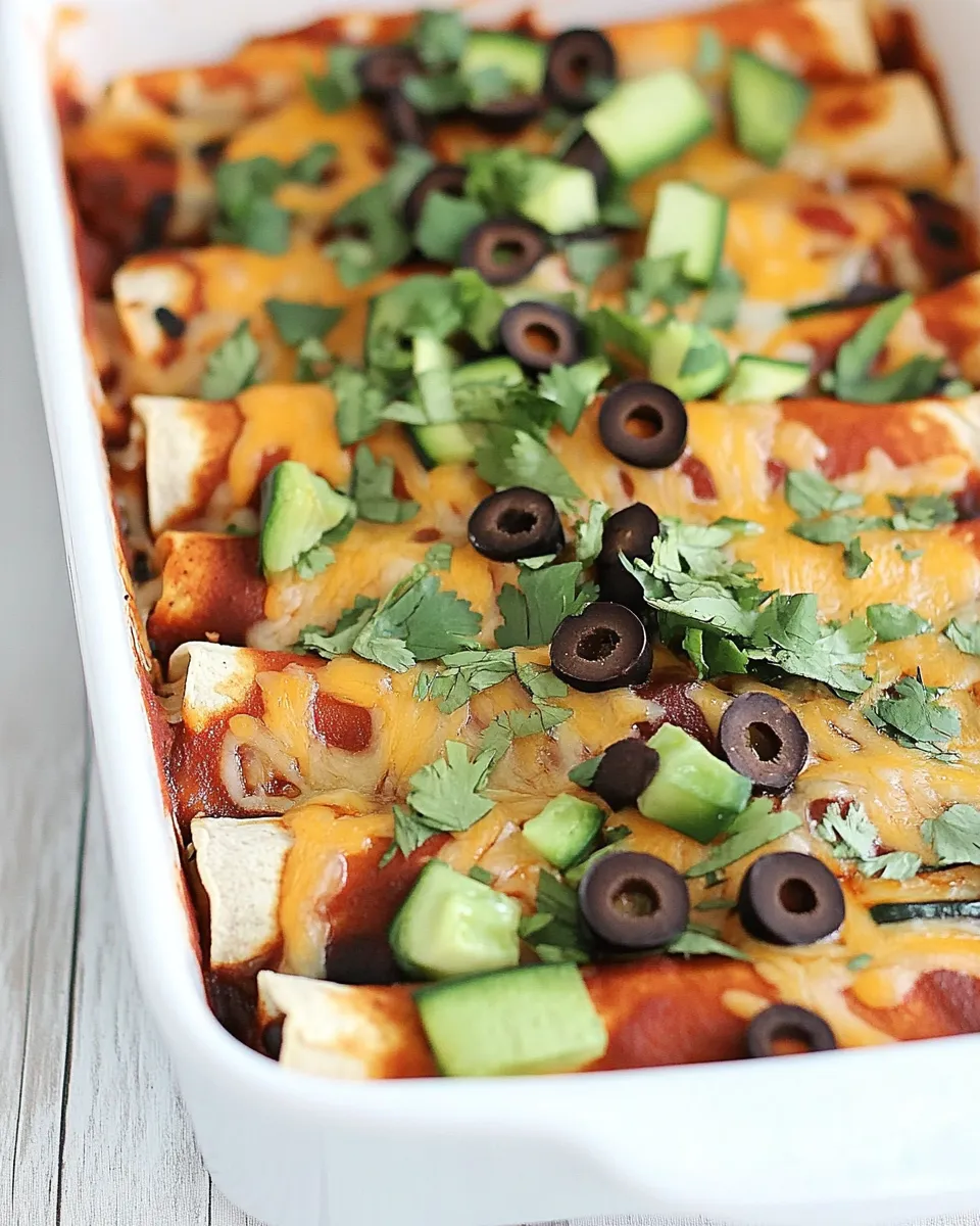 Easy Mushroom, Zucchini, and Black Bean Vegetarian Enchiladas shot