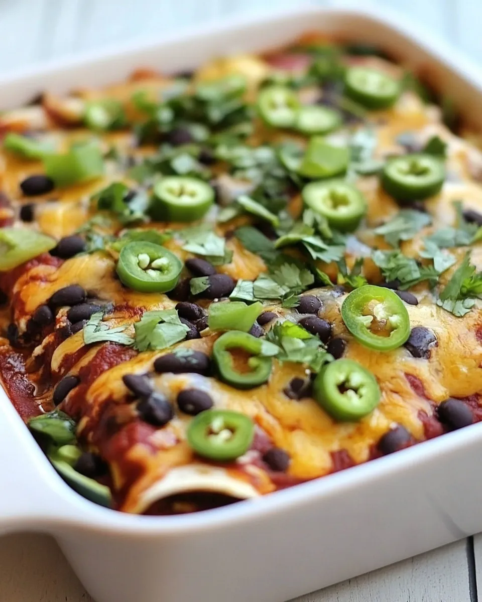 Healthy Mushroom, Zucchini, and Black Bean Vegetarian Enchiladas recipe photo