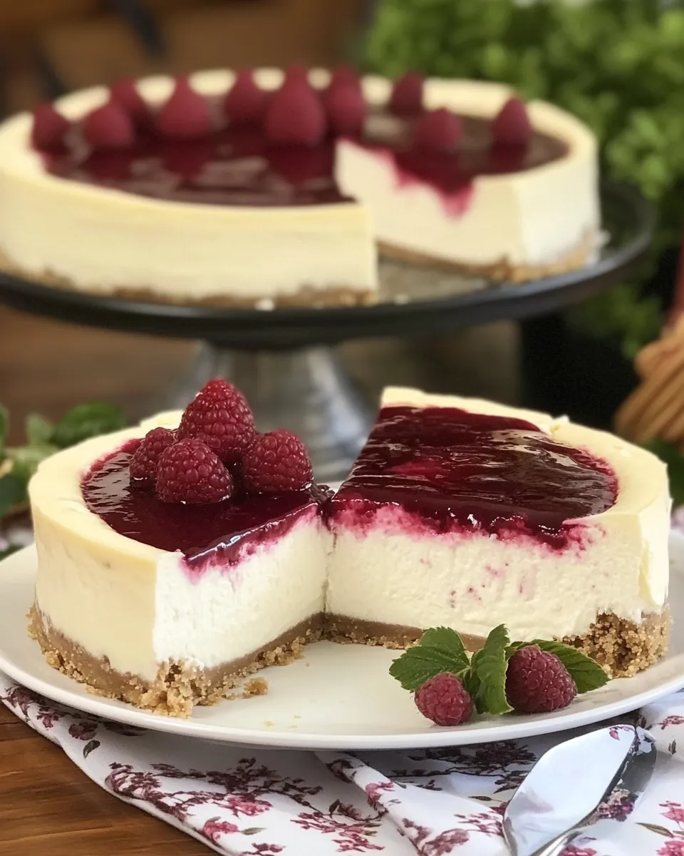 Homemade New York Style Raspberry Cheesecake photo