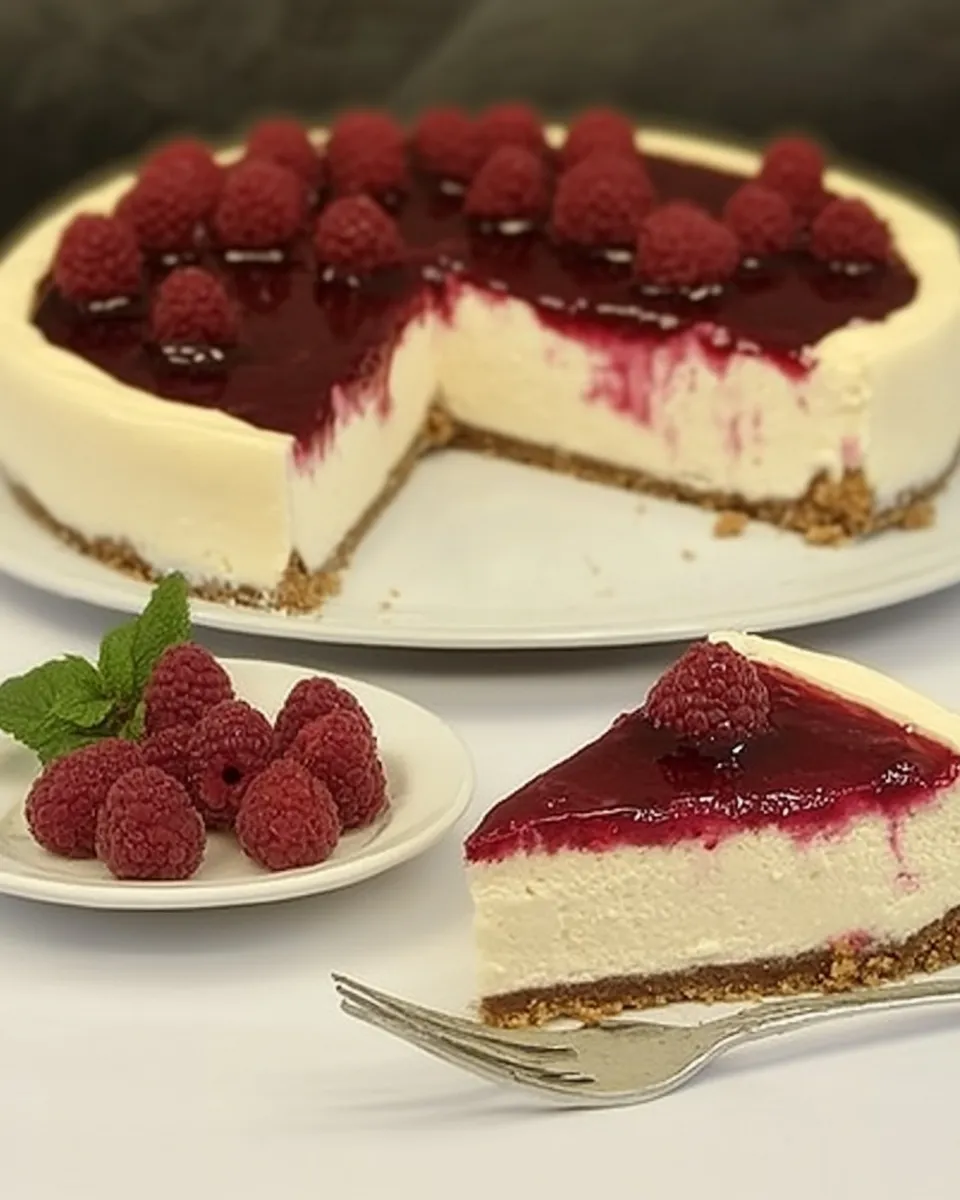 Classic New York Style Raspberry Cheesecake image