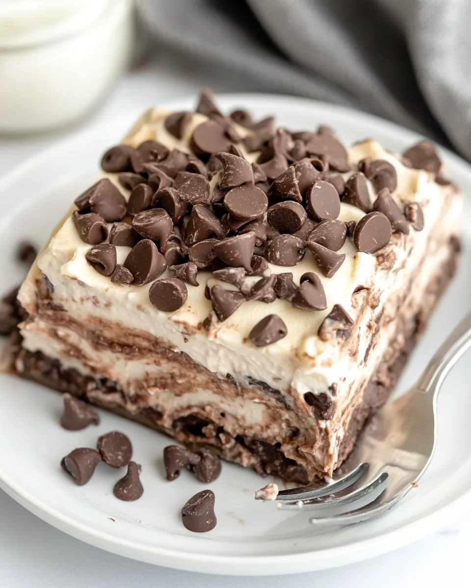 Delicious No-Bake Chocolate Lasagna shot