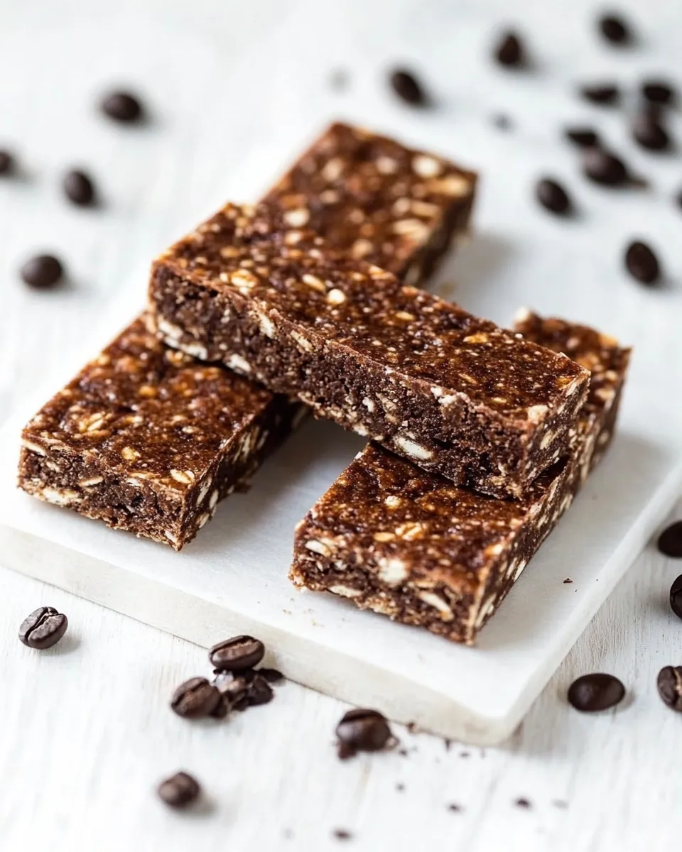 Healthy No-Bake Mocha Protein Bars recipe photo