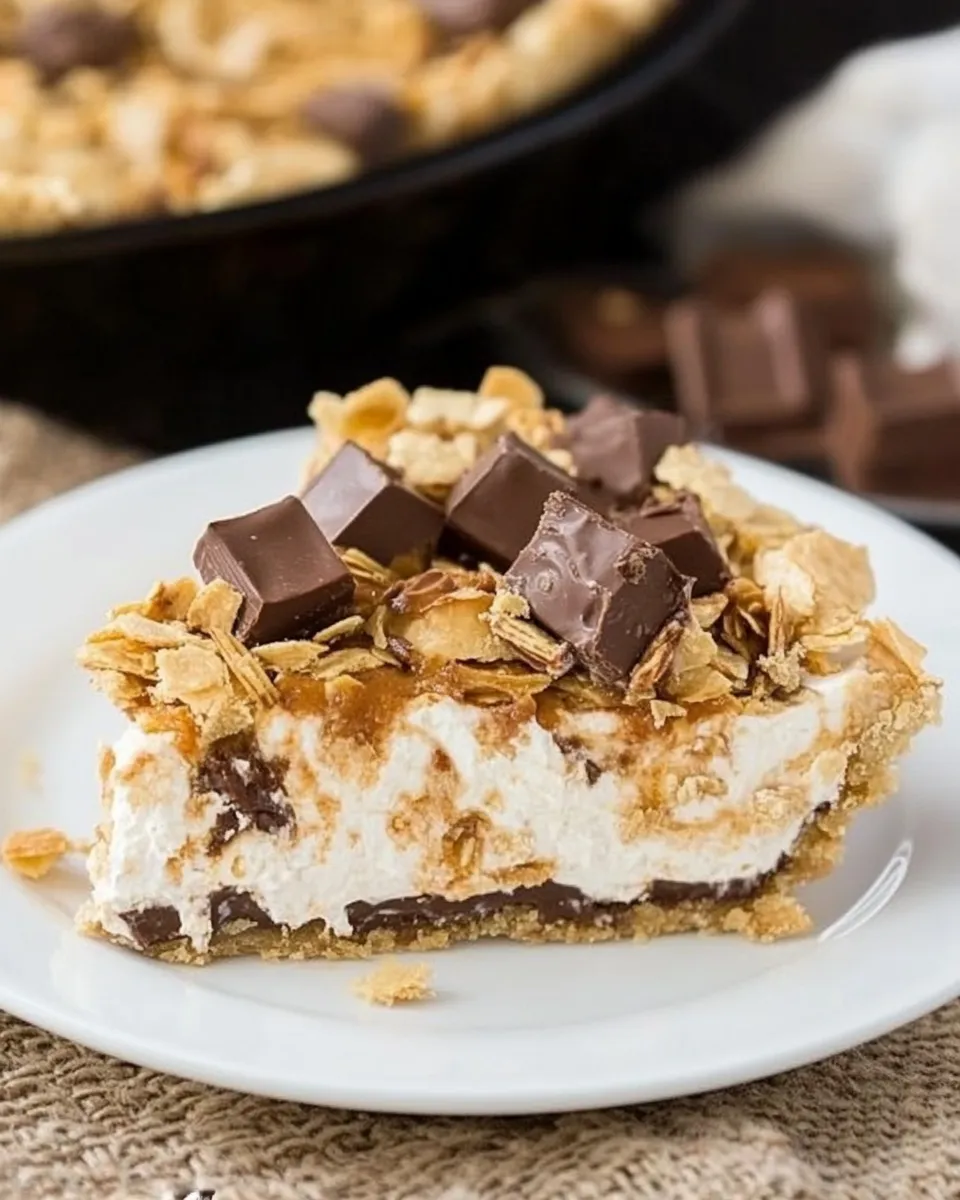 Classic No Bake Snickers Pie shot