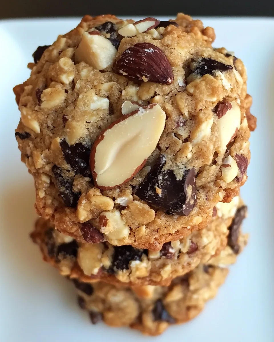 Easy Oatmeal Cookies with Cinnamon Roasted Almonds, Cocoa Nibs, and Dark Chocolate recipe photo