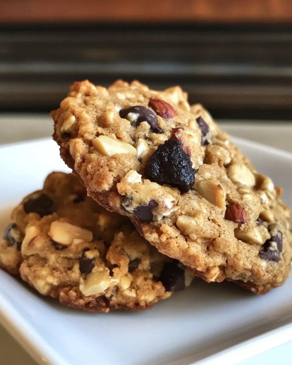Delicious Oatmeal Cookies with Cinnamon Roasted Almonds, Cocoa Nibs, and Dark Chocolate shot