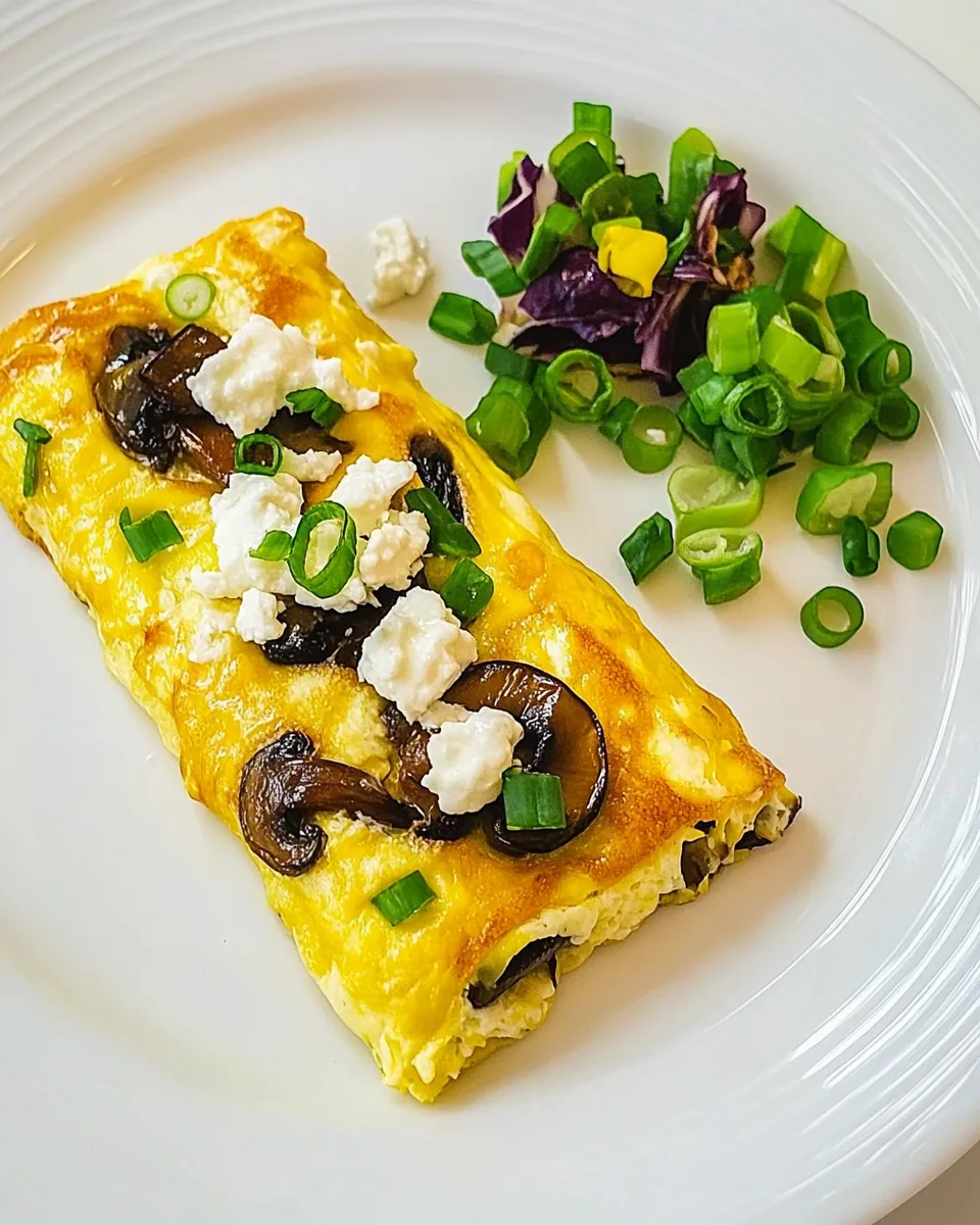Homemade Omelet with Mushrooms and Goat Cheese photo