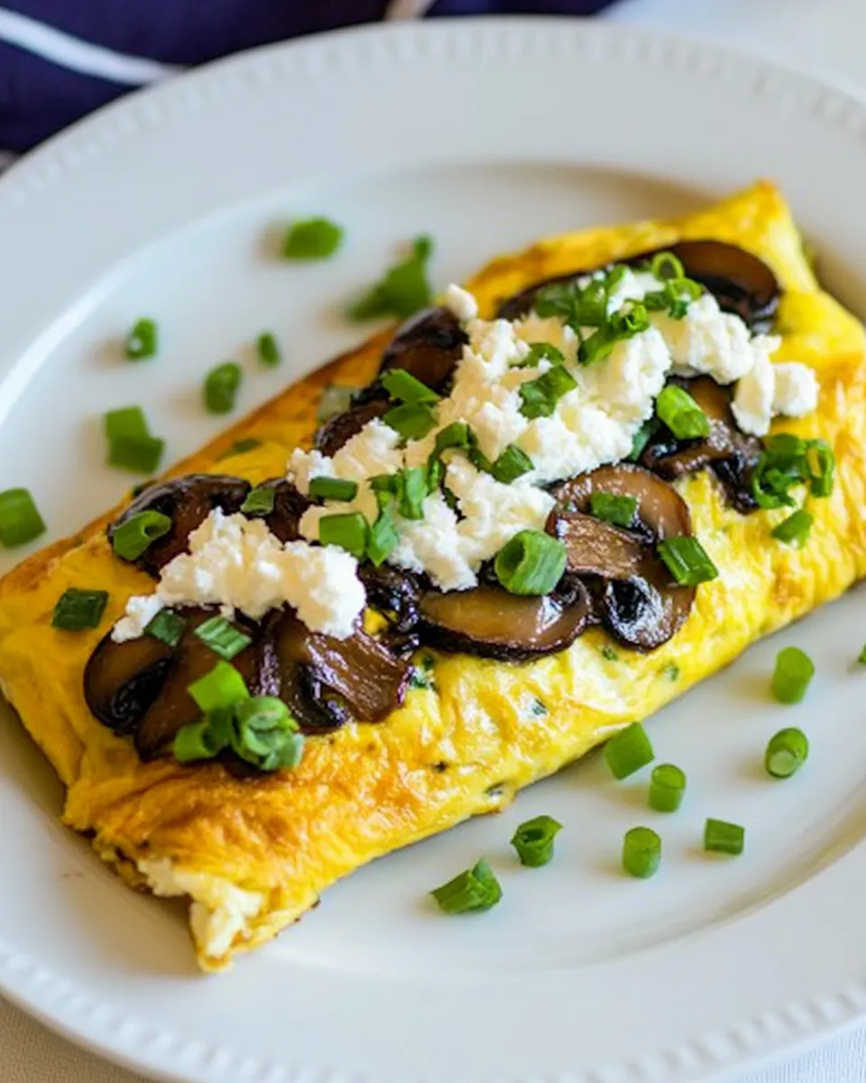 Delicious Omelet with Mushrooms and Goat Cheese image