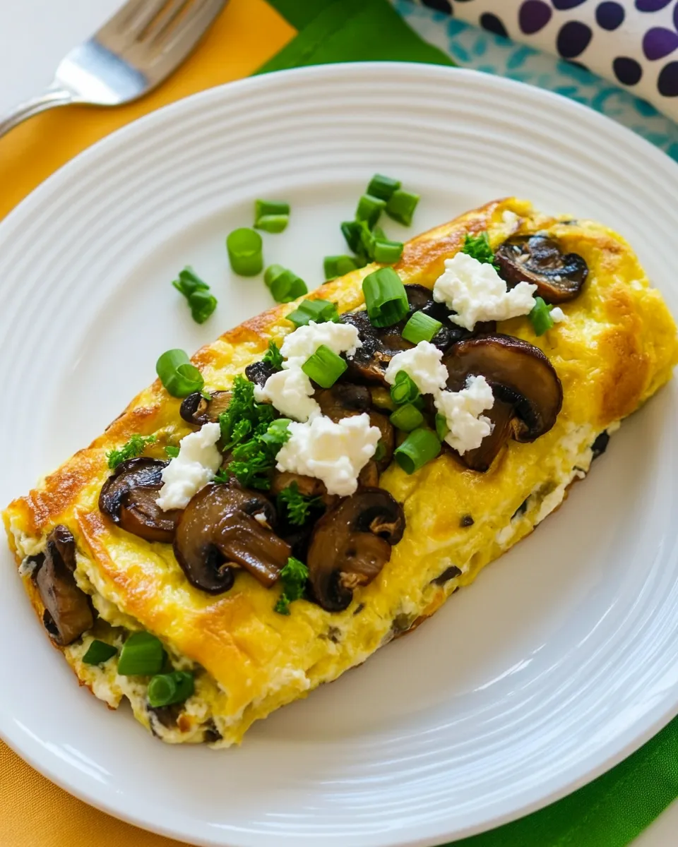 Savory Omelet with Mushrooms and Goat Cheese shot
