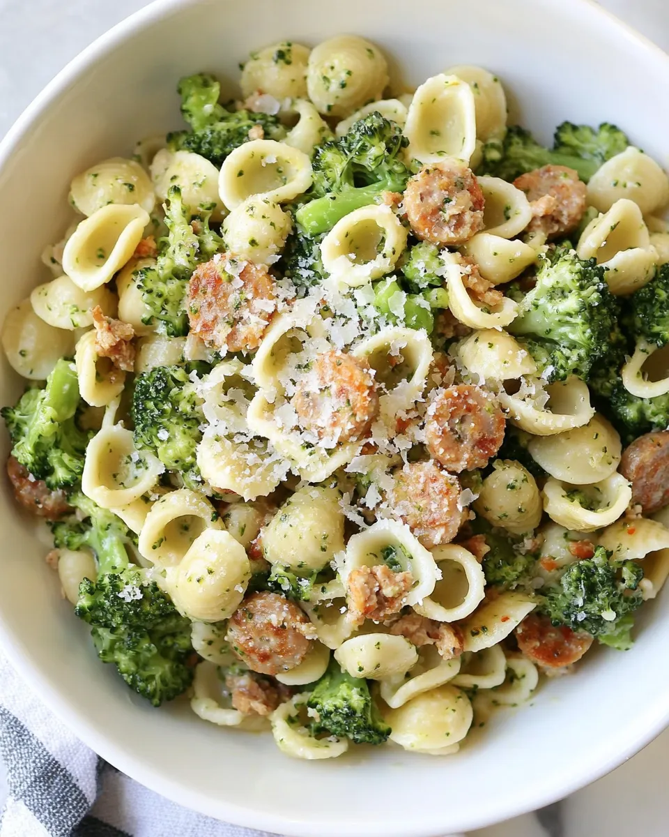 Homemade Orecchiette Pasta with Chicken Sausage and Broccoli photo