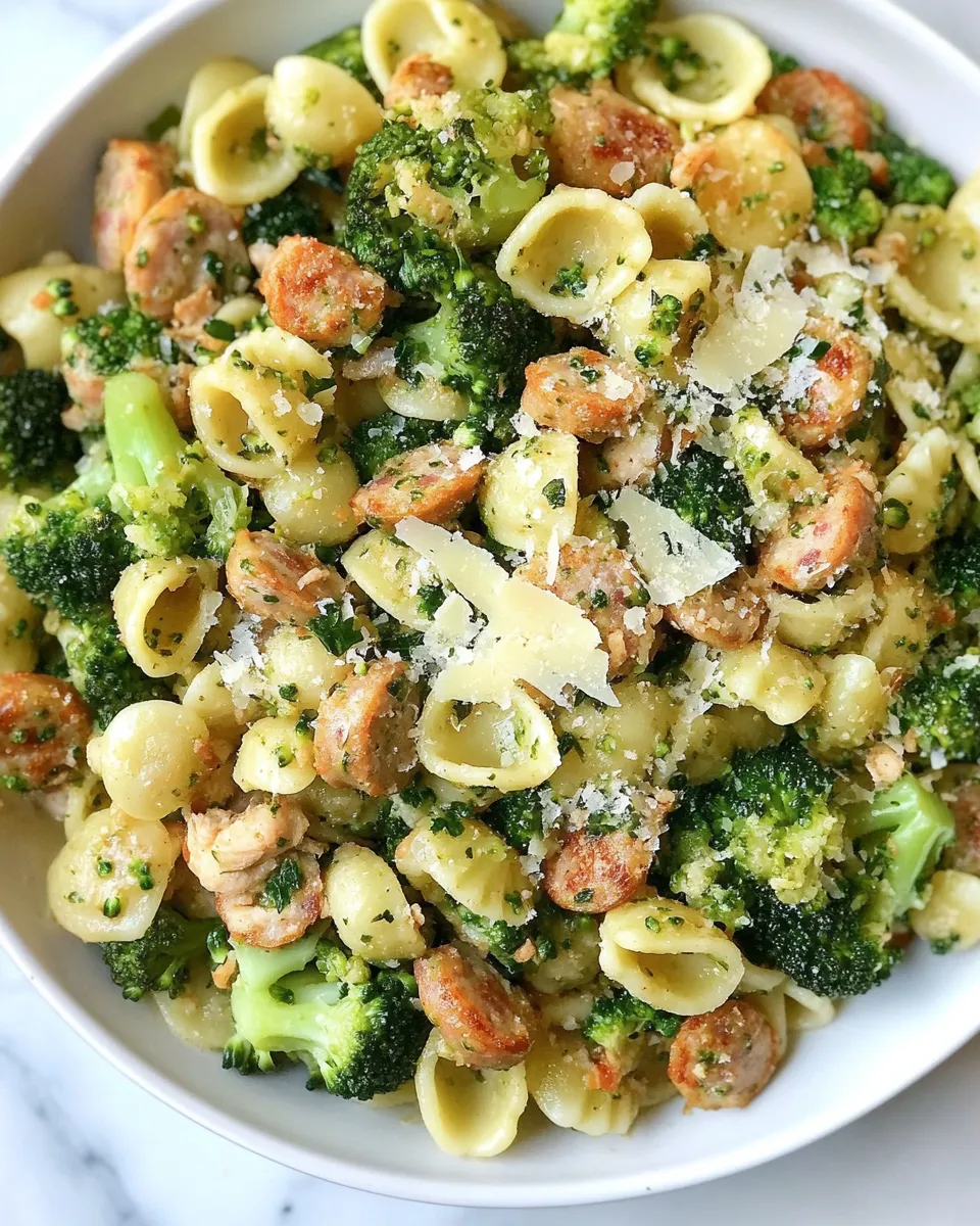 Healthy Orecchiette Pasta with Chicken Sausage and Broccoli shot