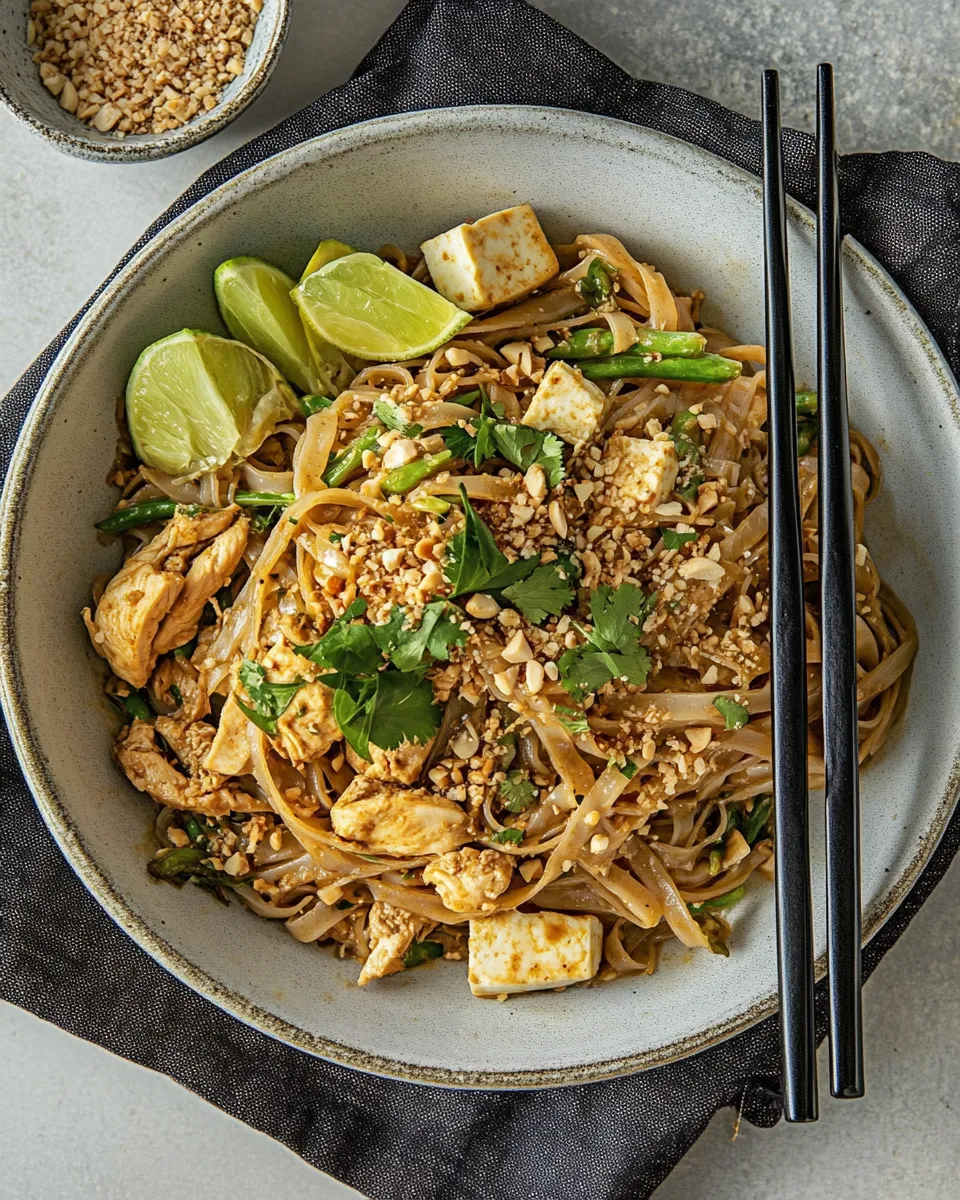 Delicious Pad Thai With Chicken & Tofu shot