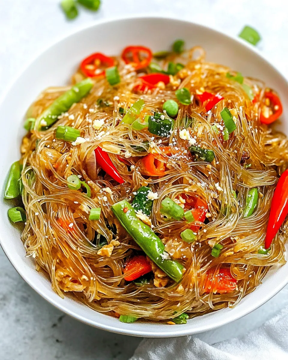 Delicious Pad Woon Sen (Thai Glass Noodle Stir Fry) shot