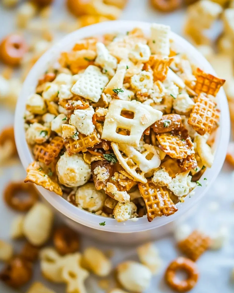 Delicious Parmesan Ranch Snack Mix shot