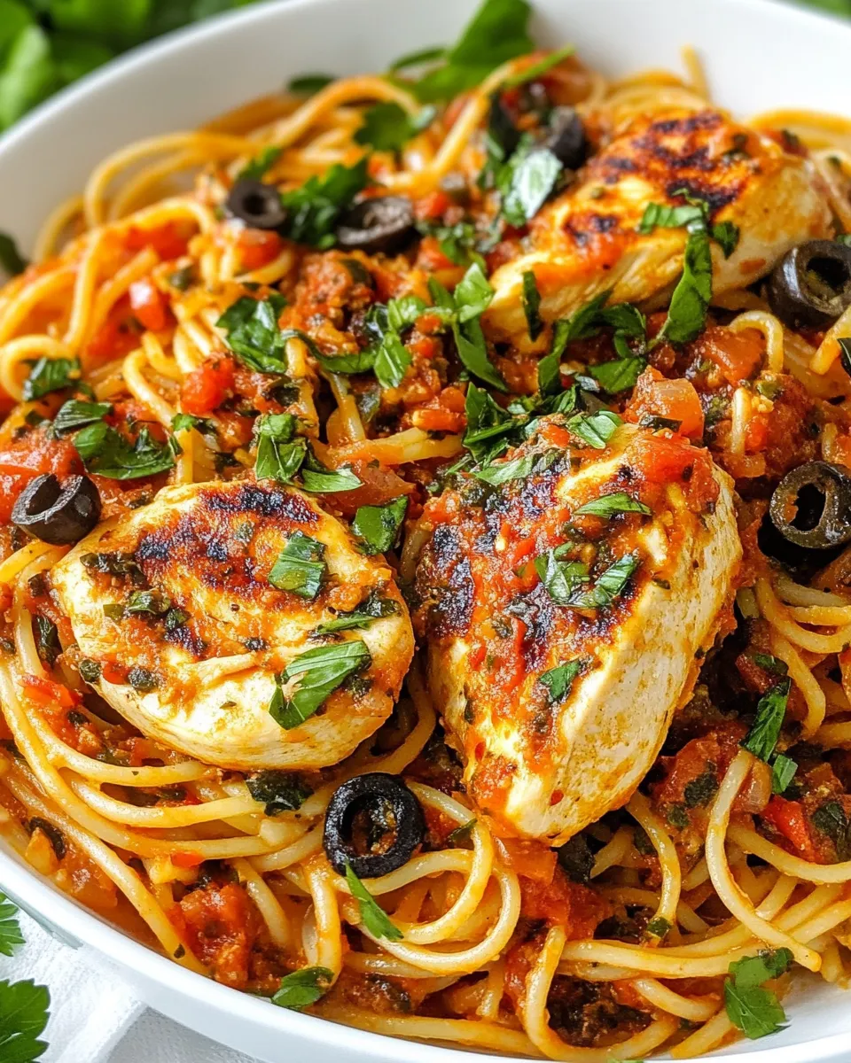 Easy Pasta Puttanesca with Chicken recipe photo