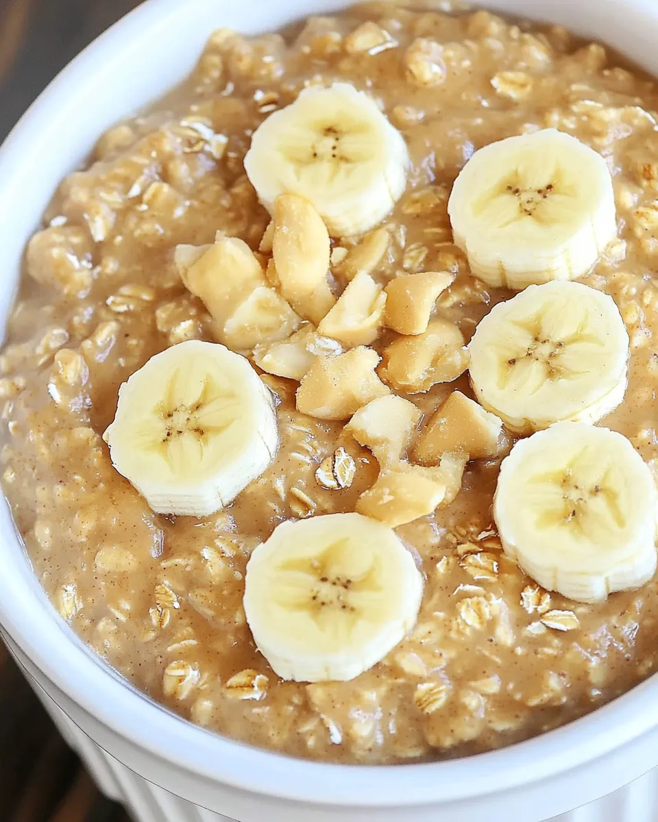 Easy Peanut Butter Banana Crockpot Oatmeal recipe photo