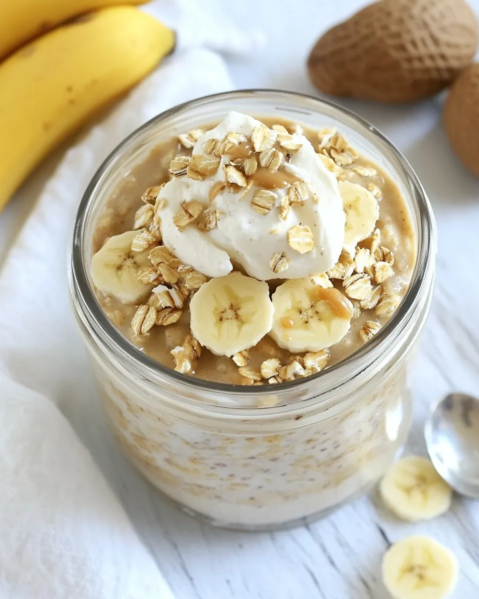 Delicious Peanut Butter Banana Overnight Oats shot