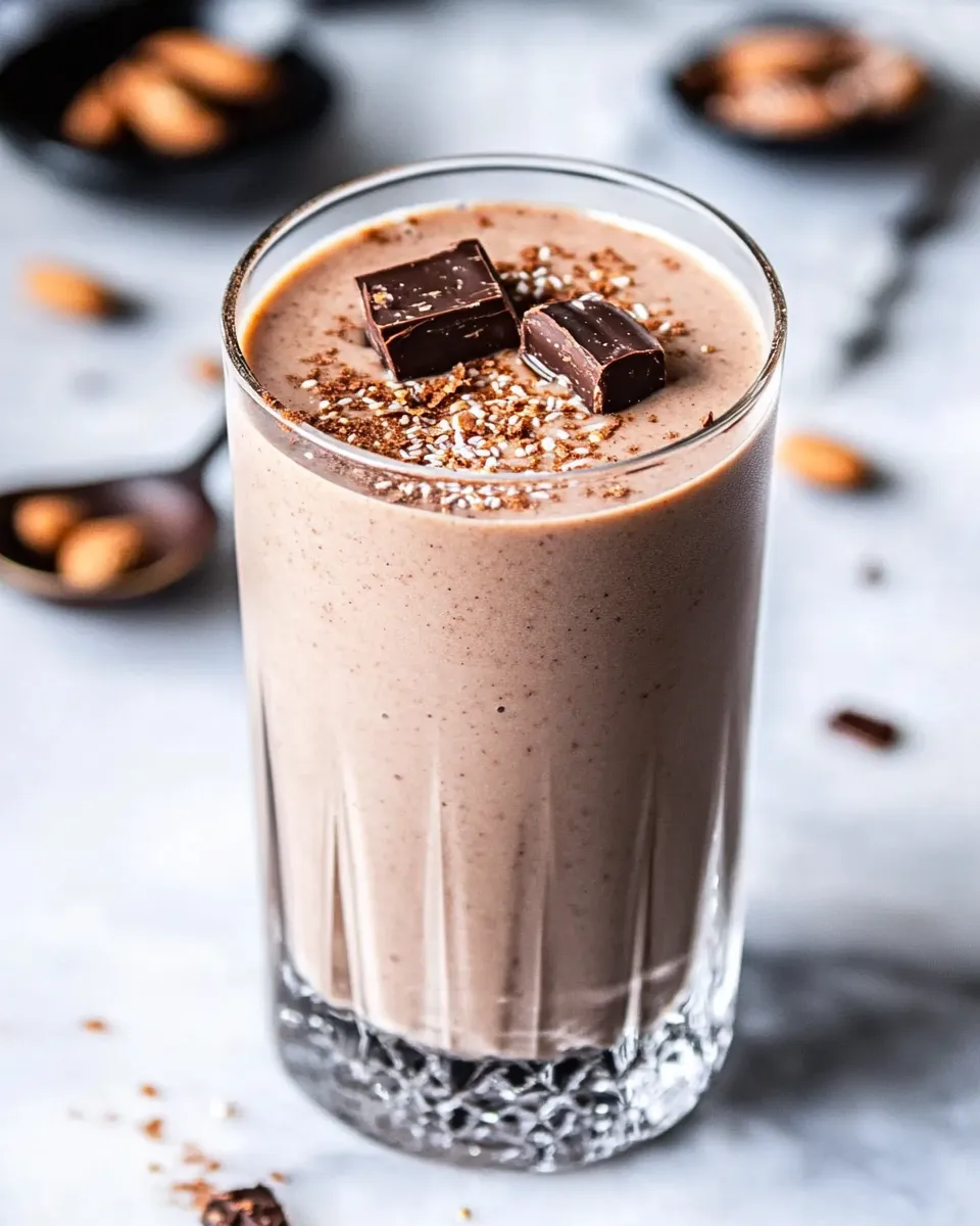 Quick Peanut Butter Low-Carb Keto Smoothie With Almond Milk shot