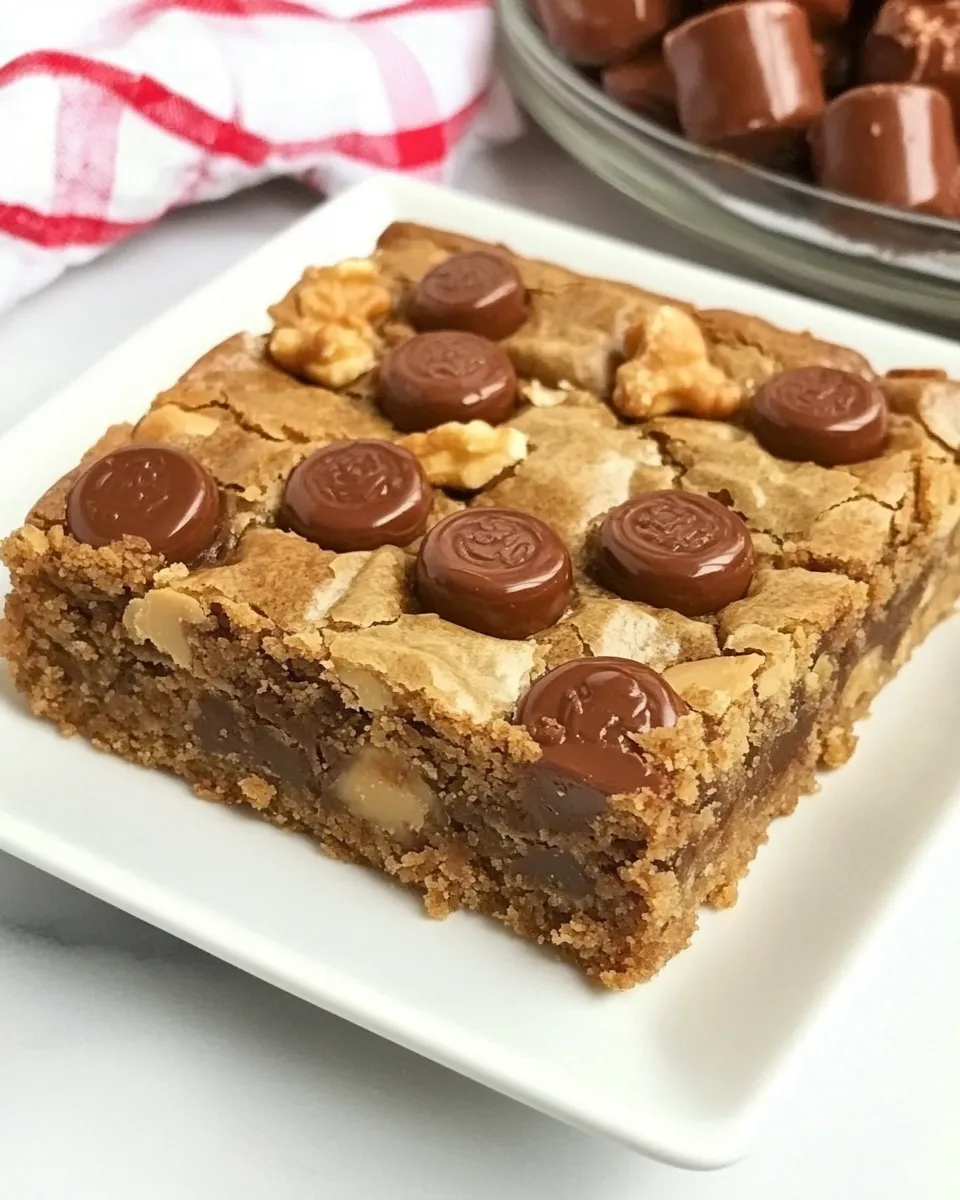 Delicious Peanut Butter Rolo Blondies shot