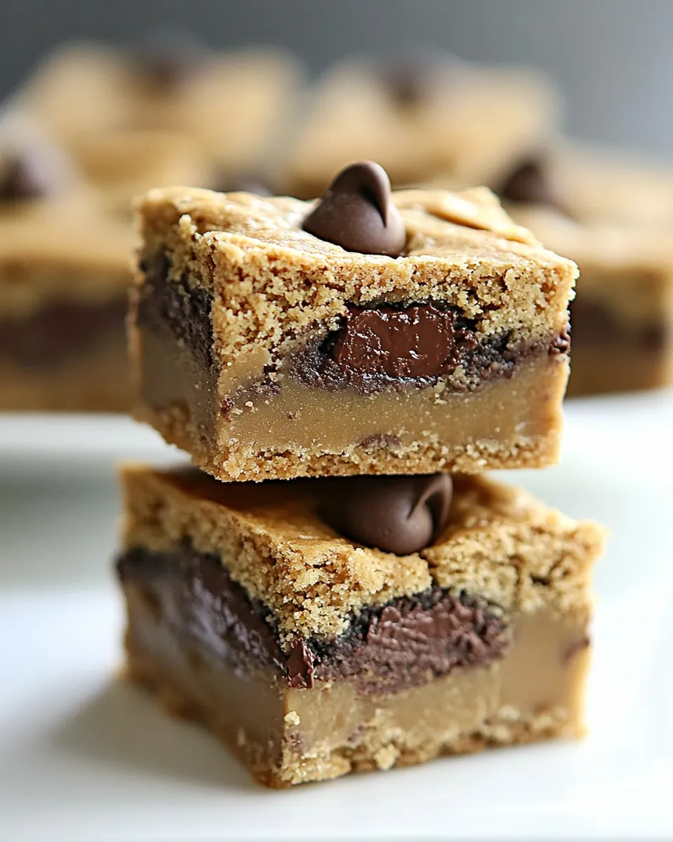 Easy Peanut Butter Stuffed Chocolate Chip Cookie Bars recipe photo