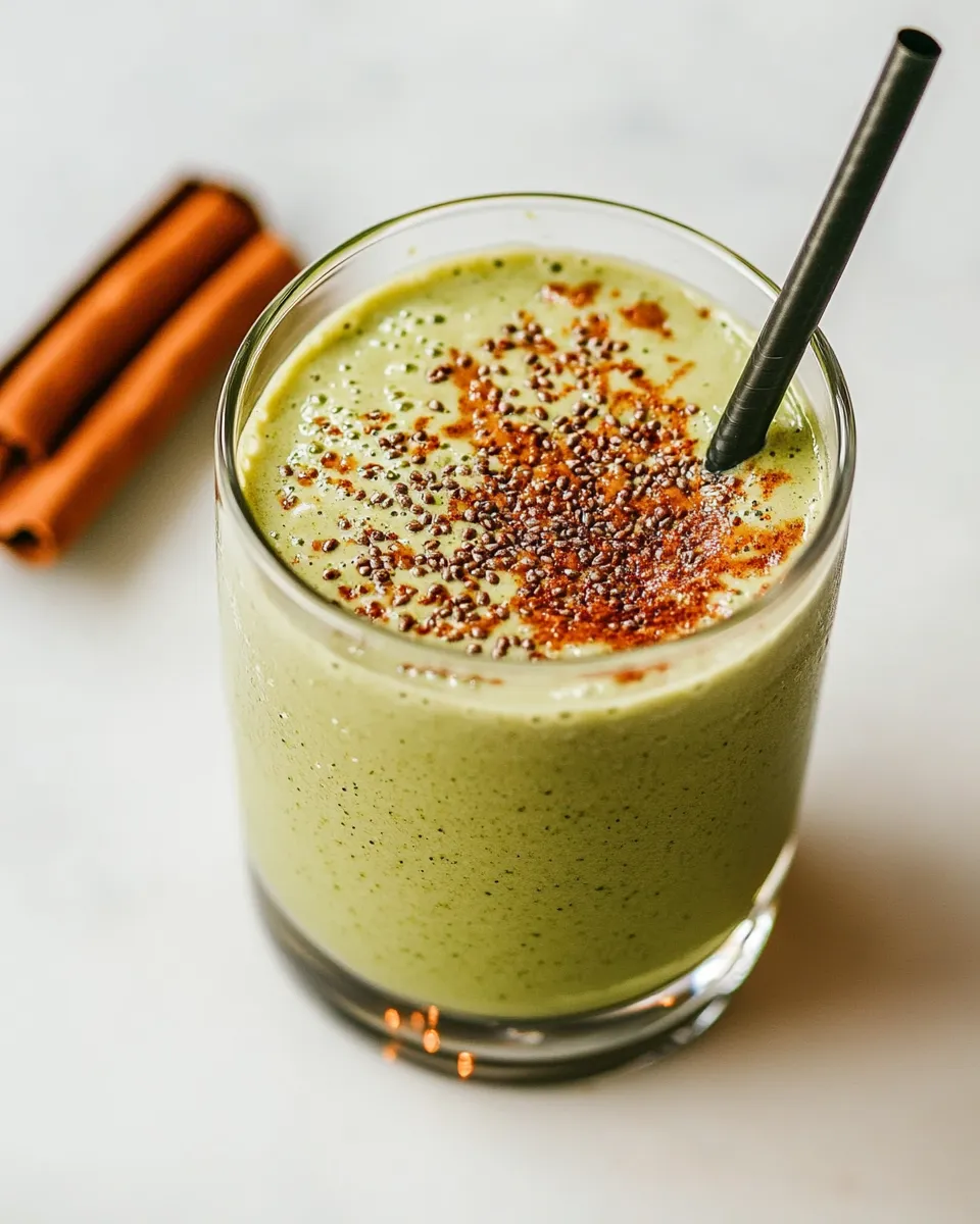 Delicious Peanut Butter Vanilla Green Smoothie image