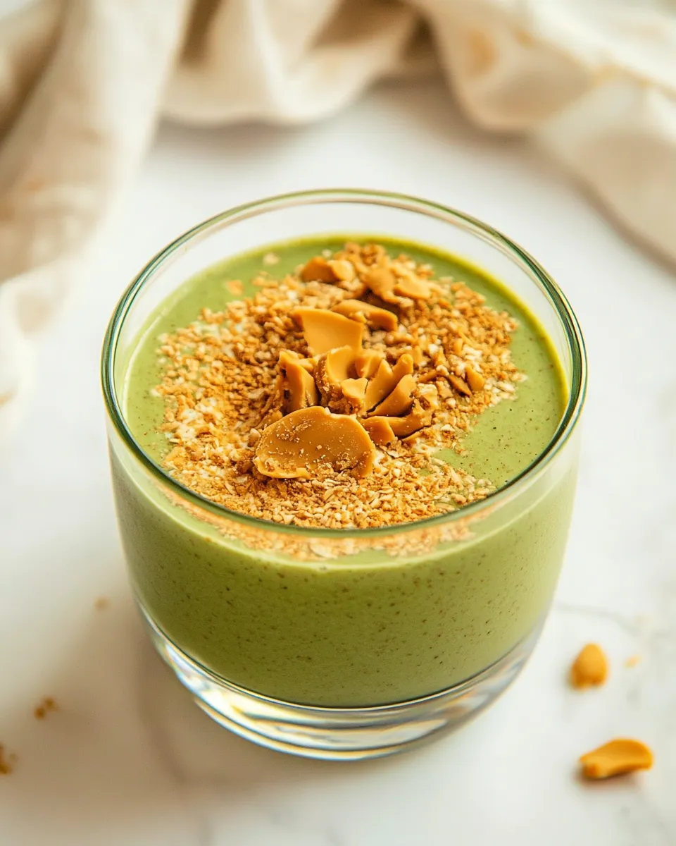 Quick Peanut Butter Vanilla Green Smoothie shot