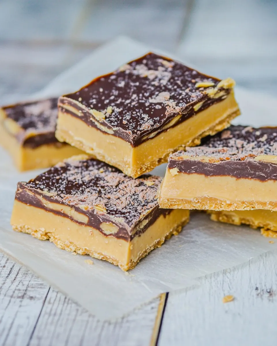 Easy Peanut Butter & Dark Chocolate Squares recipe photo