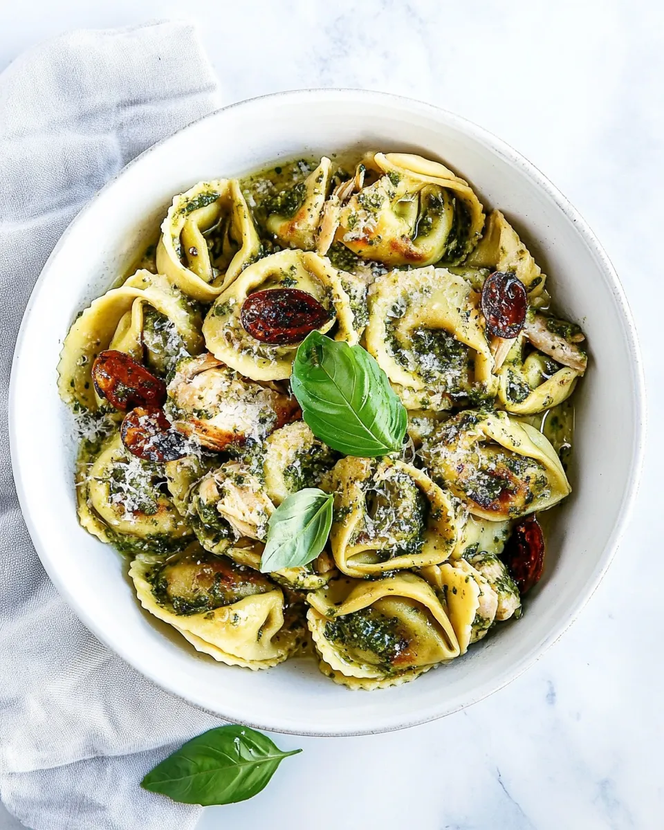 Quick Pesto Chicken Tortellini shot